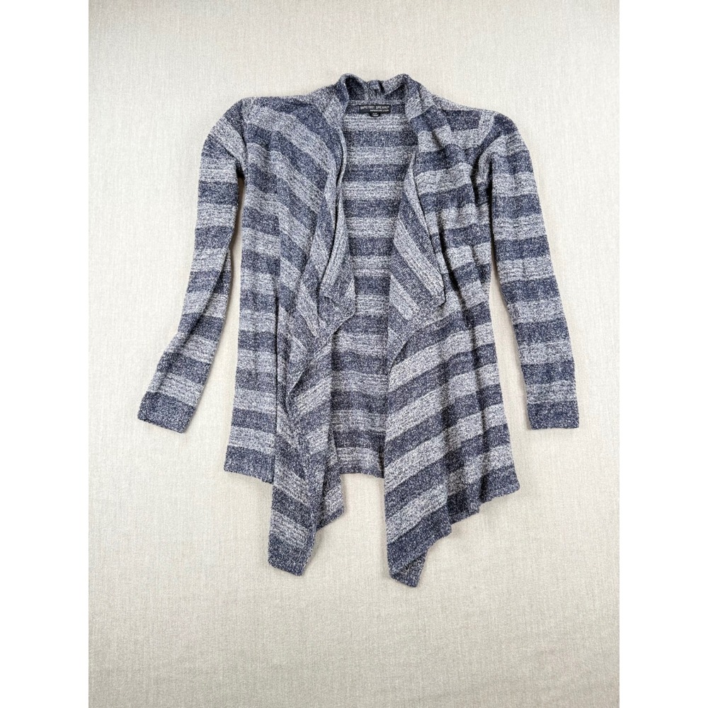 Barefoot Dreams Bamboo Chic Lite Striped Draped Cardigan Blue White 436 S/M